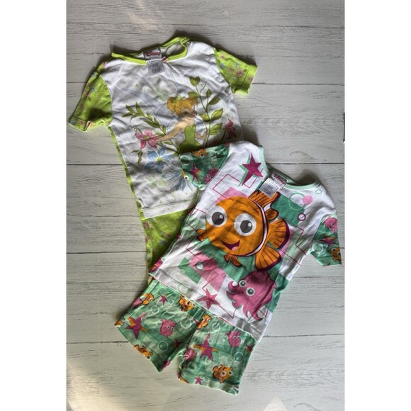 DISNEY store DELUXE Nemo and Tinkerbell Kids Short Set Sleepwear-Sz 4 - Picture 1 of 8